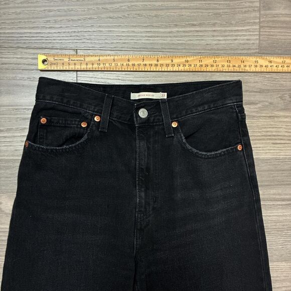 Levi's Premium Ribcage Wide Leg Black Jeans Size 27 - Picture 2 of 8